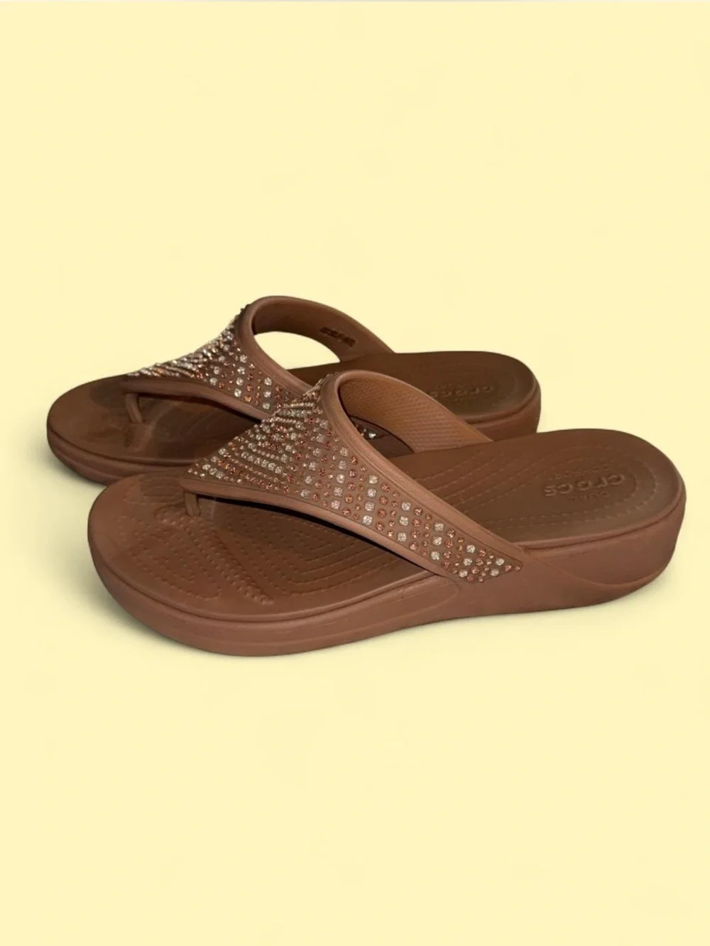 CROCS Women’s Brown Jeweled Thong Sandals